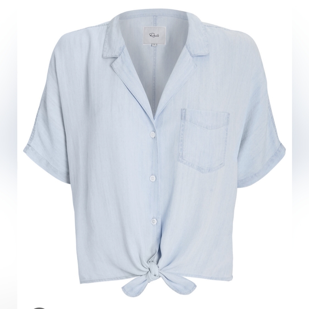 Rails holly tie front shirt blue denim size small